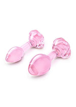 B-Vibe Pink Roses Glass Butt Plug Training Set