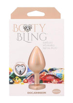 Booty Bling Heart Diamond Jeweled Wearable Metal Plug - Gold/Metal - Medium