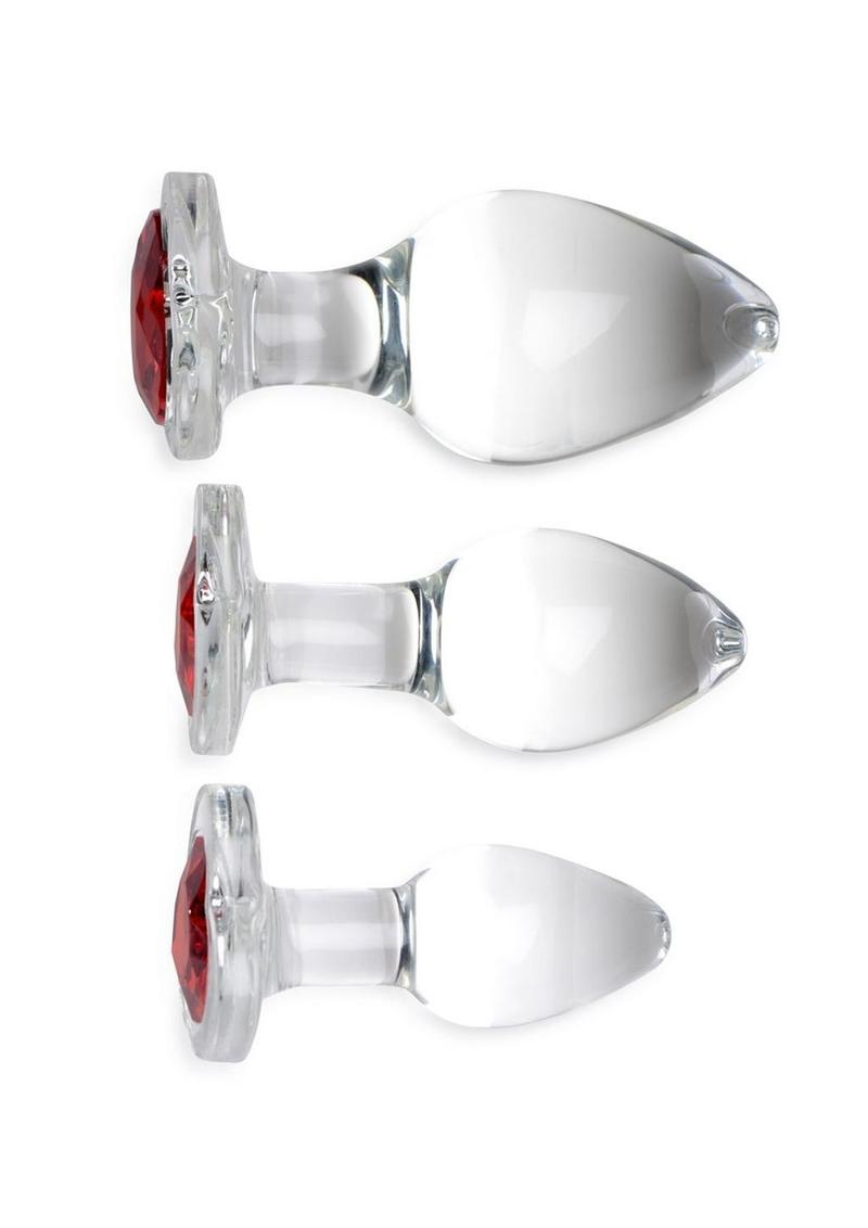 Booty Sparks Red Heart Gem Glass Anal Plug