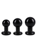 Classic Round Butt Plug - Black - 3 Piece/Set