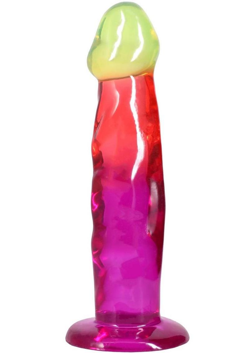 Crystal Jellies Dildo - Rainbow - 7.5in