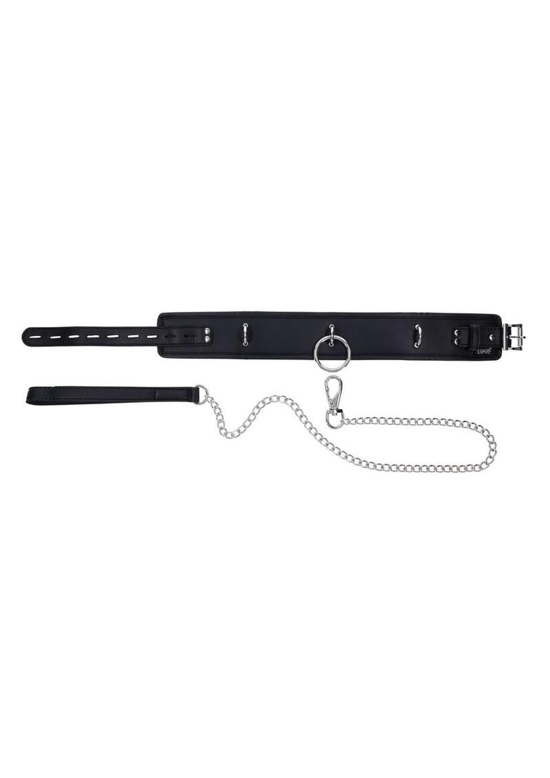 Edge Collar & Leash Set – Black Leather with Chain