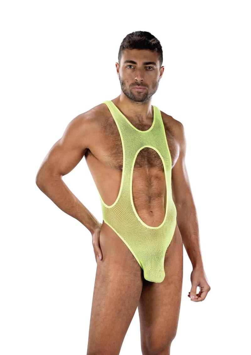 Envy Menswear Bare Sunshine Mesh Singlet - Os - Yellow