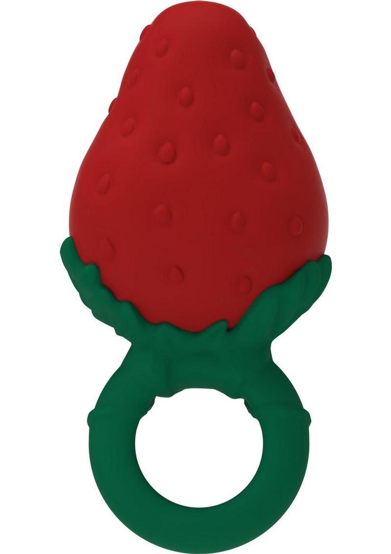 Fruity Booty Berry Buzz Strawberry Mini Vibrator - Green/Red