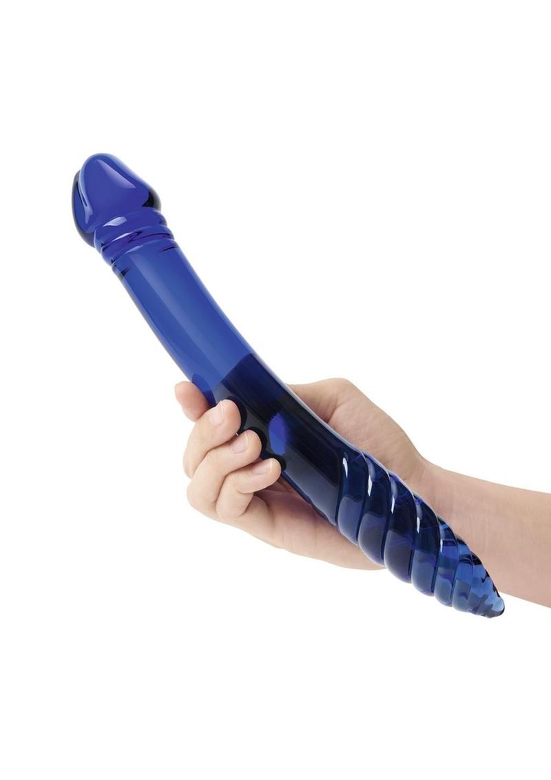 Glas Double Sided Blue Glass Dildo for G-Spot And P-Spot