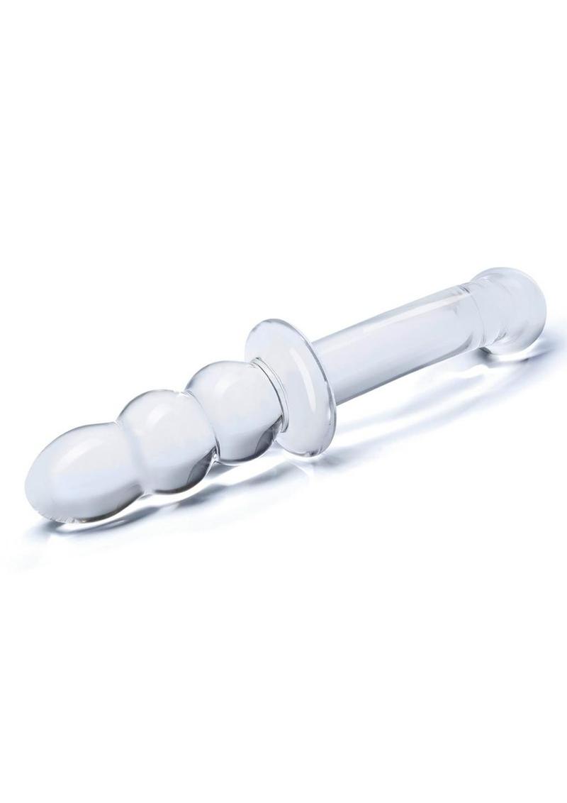 Glas Ribbed G Spot Glass Dildo With Luxury Satin Storage Bag