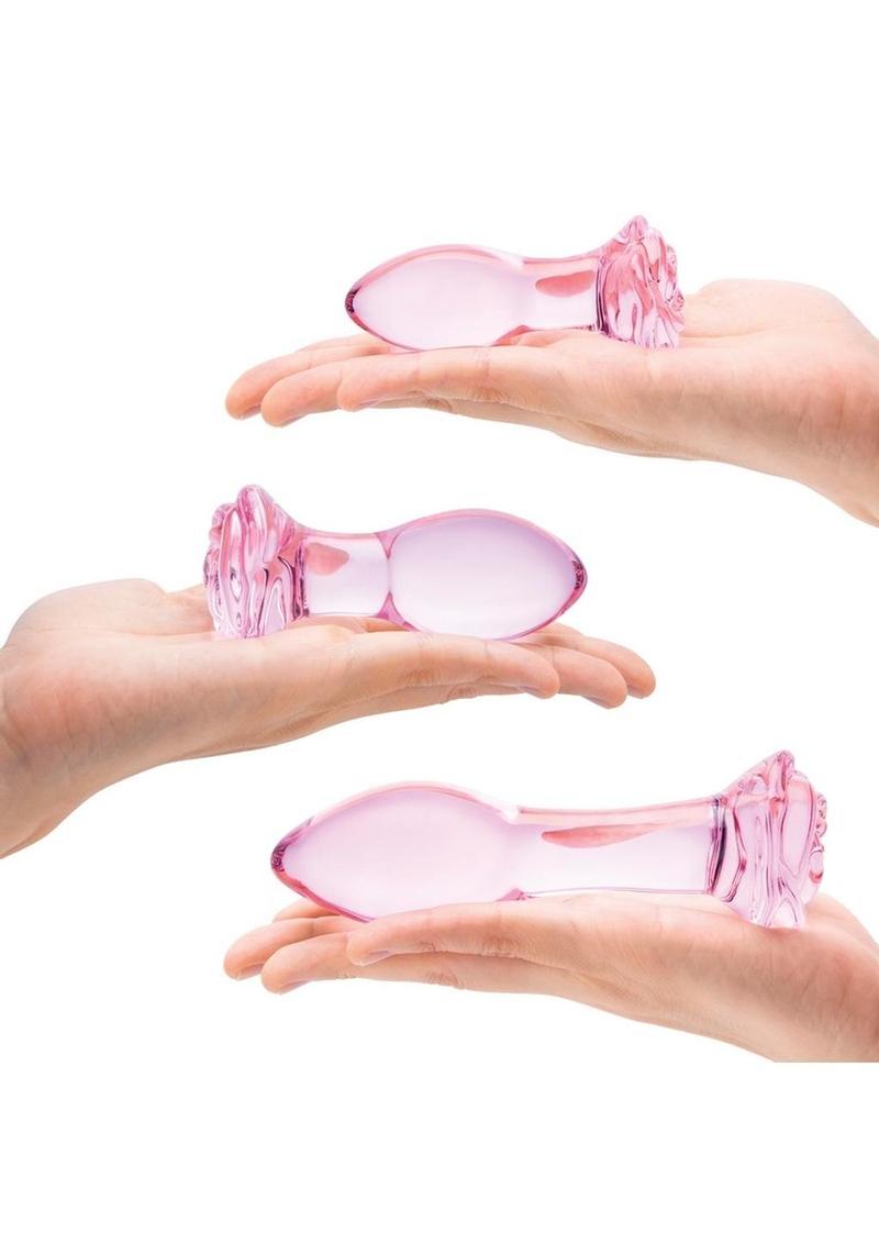 Glas Rosebud 3-Piece Glass Butt Plug Set