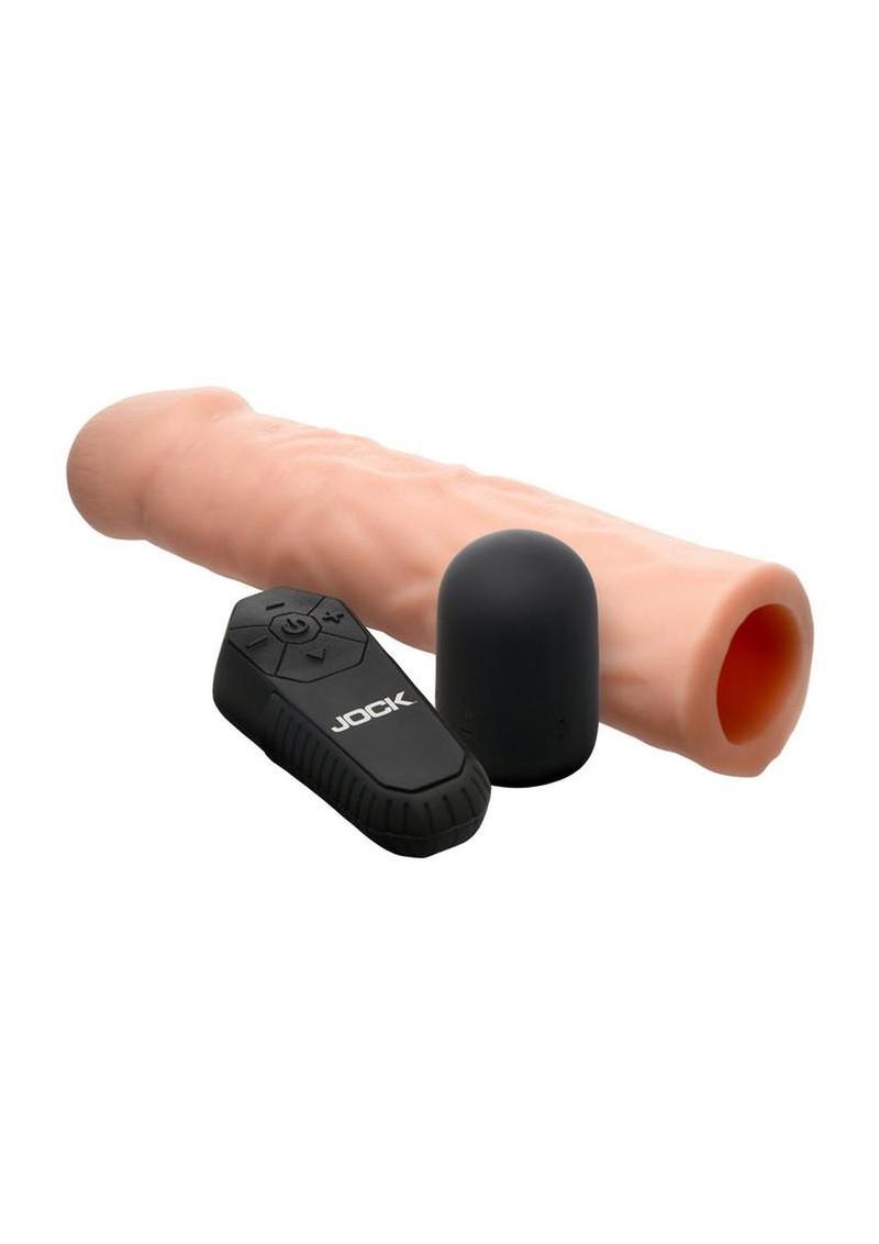 Jock Enhancers Vibrating Penis Extension Sleeve with Remote Control - Vanilla