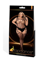 Lapdance Lingerie Fishnet and Lace Catsuit - Queen Size - Black
