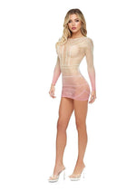 Lapdance Lingerie Pink Dusk Long Sleeve Minidress - Os