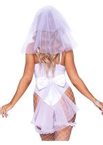 Bridal Babe Lace Garter Bodysuit with Bow and Train Bustle