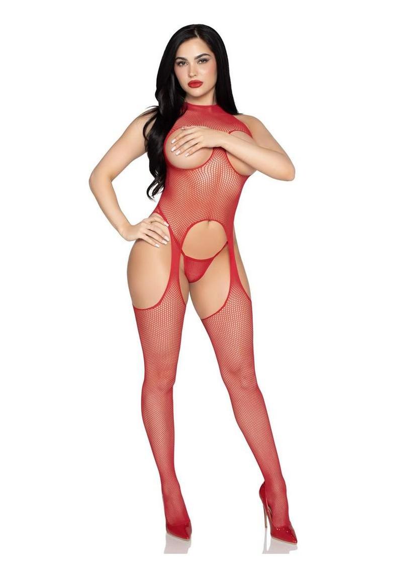Cupless Fishnet Suspender Bodystocking