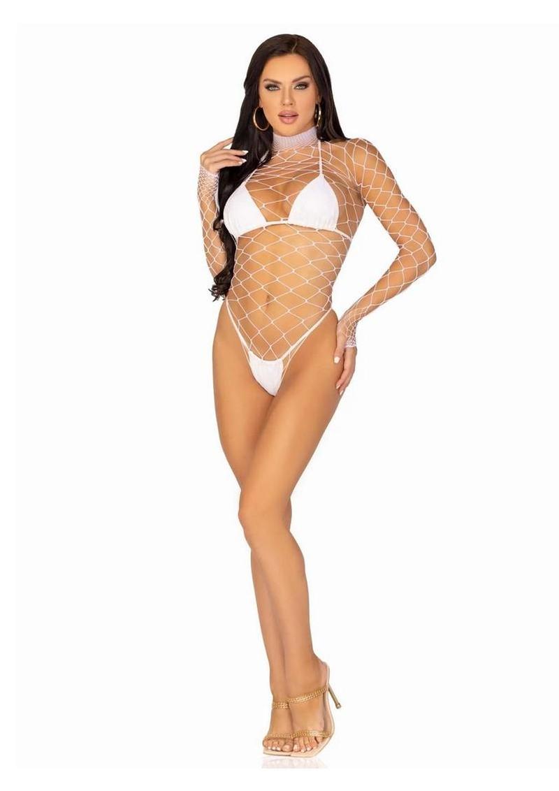 LEG AVENUE Fence Net Snap Crotch Bodysuit