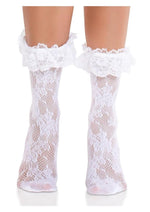 Floral Lace Anklet Ruffle Trim Socks