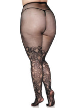 Floral Vine Net Tights Plus Size