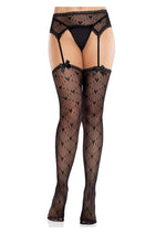 Heart Lace-Trimmed Net Stockings