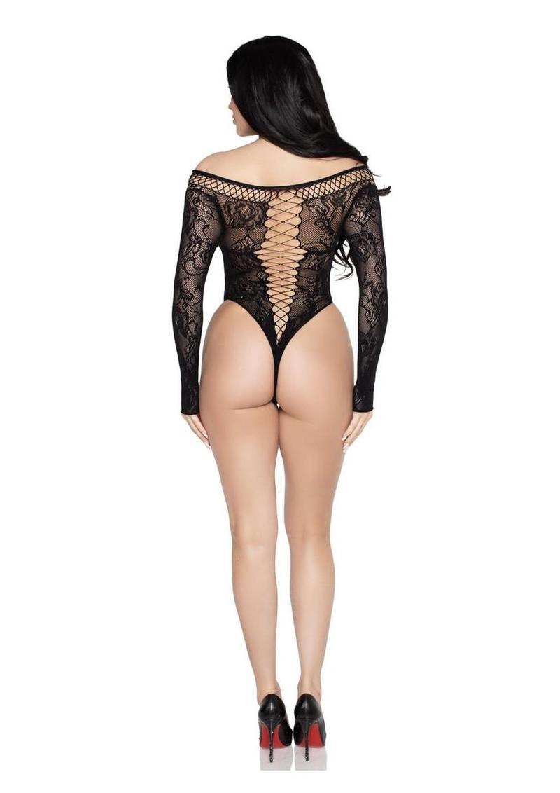 Leg Avenue Net and Lace Crotchless Teddy