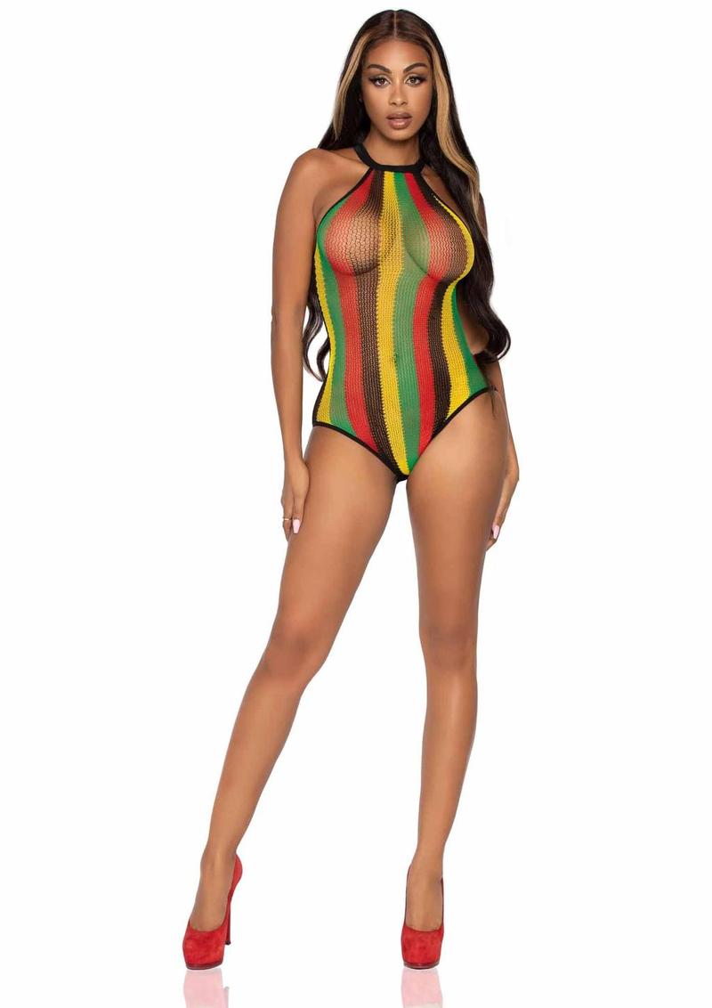 Leg Avenue Rasta Net Racer Back Bodysuit