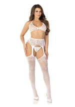 Leg Avenue Rhinestone Fishnet Garter Belt Stockings Set