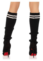 Ribbed Stirrup Leg Warmers with Athletic Stripe