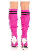 Ribbed Stirrup Leg Warmers with Athletic Stripe
