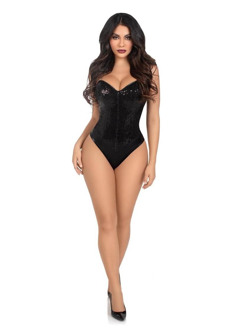 Leg Avenue Sequin Boned Snap Crotch Bodysuit