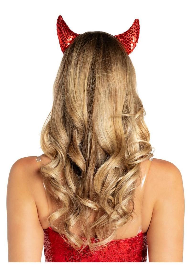 Leg Avenue Sequin Devil Horns - Red - One Size