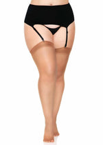 Leg Avenue Sheer Backseam Stockings - Plus - Tan - Queen