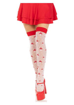 Spandex Sheer Polka Dot Mushroom Thigh Highs