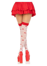 Spandex Sheer Polka Dot Mushroom Thigh Highs