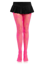 Leg Avenue Star Net Tights - Neon Pink - One Size