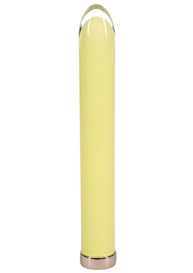 Loveline Sparkle Rechargeable 10 Function Glass Vibrator - Yellow - 6.3in