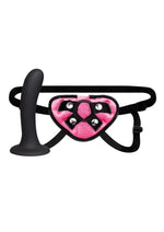 Lux Fetish Strap-On and Dildo - Black/Pink - 6in - Set