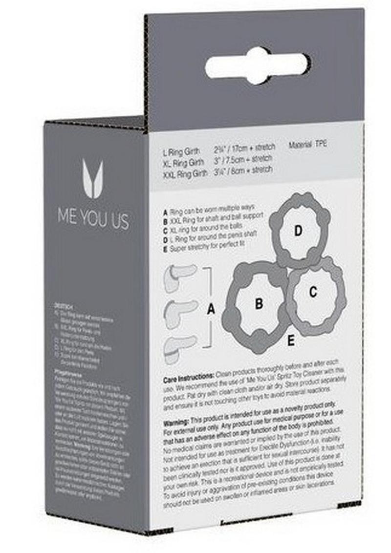 Me You Us Easy Squeeze 3 Piece Cock Ring Set