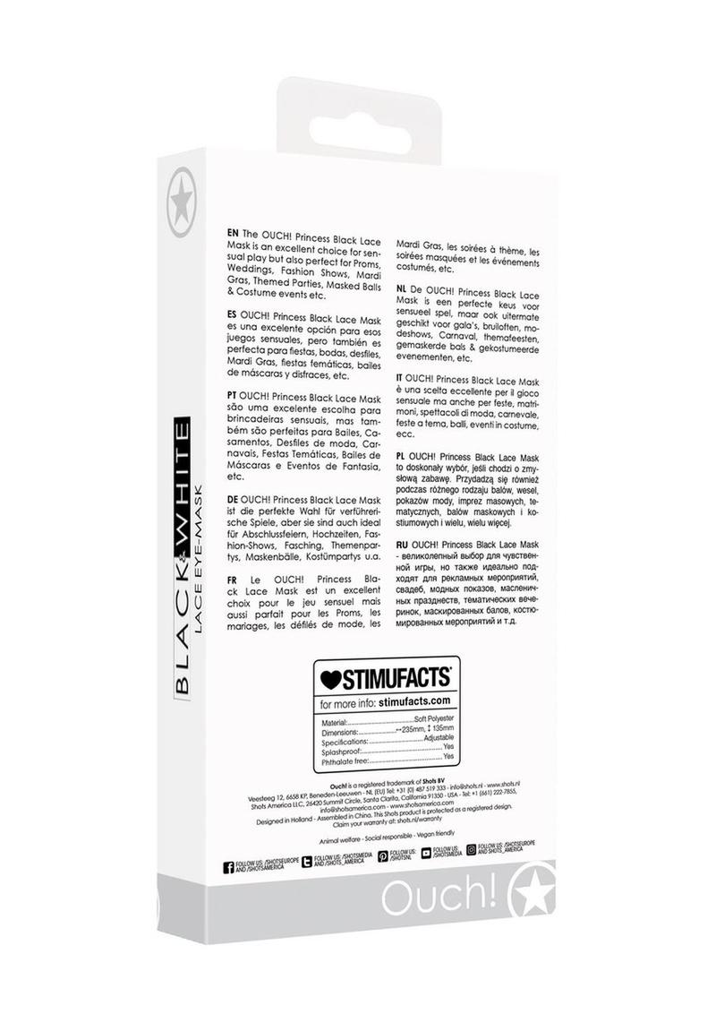 Ouch! Black And White Lace Eye Mask Princess Sexy Masquerade