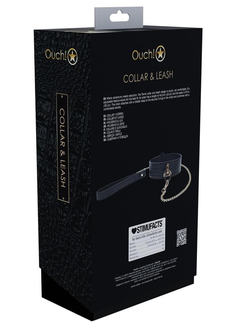 Ouch! Rome Collection Collar with Gold Leash