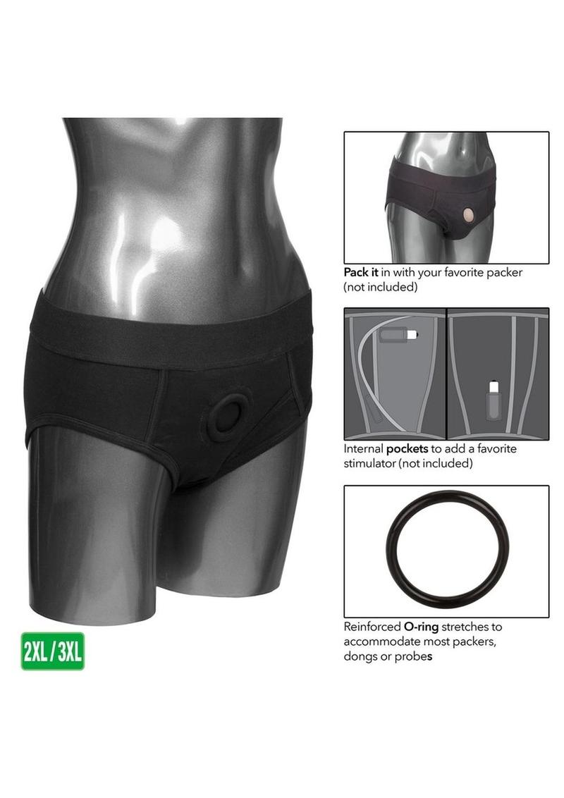 CalExotics Packer Gear Black Brief Harness Strap-On Compatible