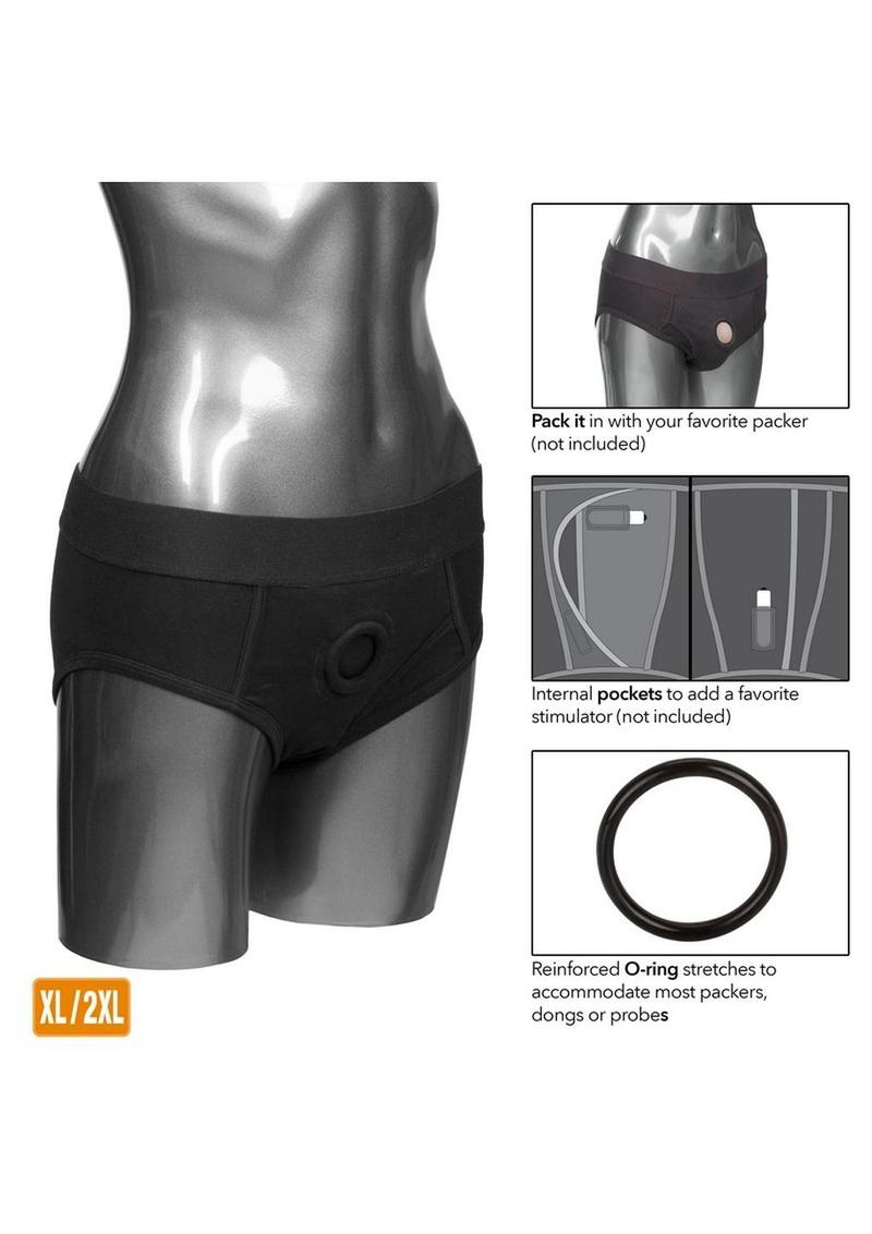 CalExotics Packer Gear Black Brief Harness Strap-On Compatible