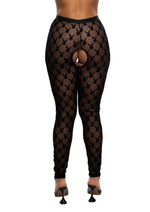 Playboy Burnout Bunny Footless Tights - Black/White - One Size