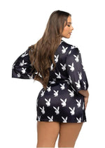 Playboy Chill Bunny Robe - Black/White - Queen