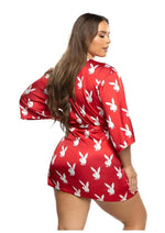 Playboy Chill Bunny Robe - Red/White - Queen