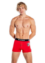 Playboy Mens Varsity Boxer Briefs - Red/White - 1xlarge - Red/White - XLarge