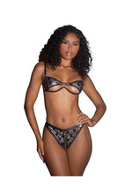 Playboy Shimmer Bunny - Black/Silver - Medium - 2 Piece/Set