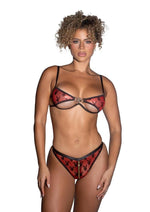 Playboy Shimmer Bunny - Black/Red - XLarge - 2 Piece/Set