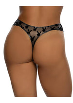 Playboy Shimmer Bunny Thong - Black - Large/XLarge