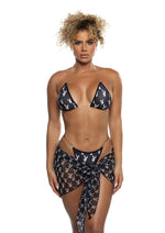 Playboy Splash Bunny Bikini Set (2 Piece) - Os - Black/White