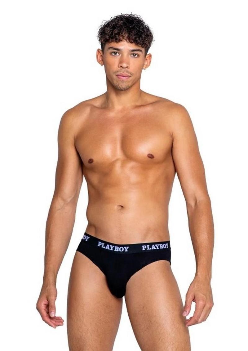 Playboys Mens Modal Gym Brief - Black/White - Large
