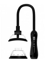 Pumped Automatic Rechargeable Vulva and Breast Pump with Rotating and Vibrating Tongue - Black