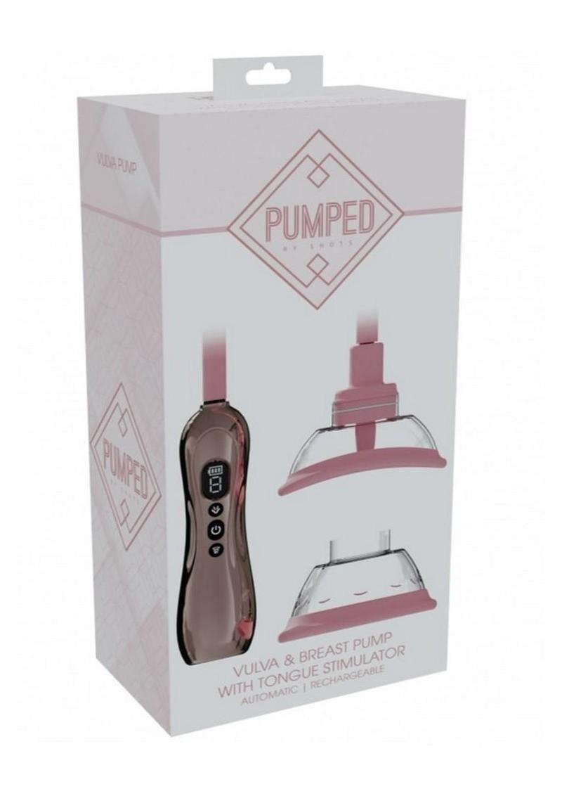 Pumped Automatic Rechargeable Vulva and Breast Pump with Rotating and Vibrating Tongue - Rose Gold