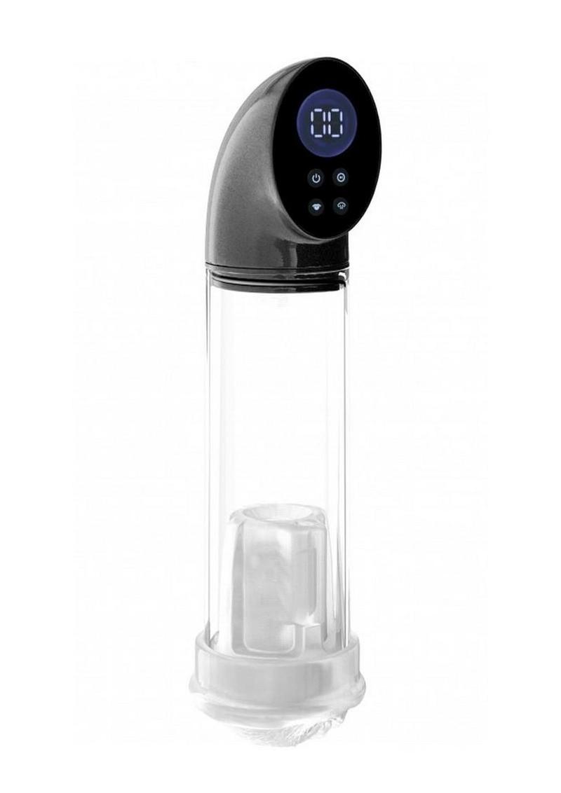 Pumped Hyperscope Automatic Rechargeable Dual Vibrating Male Pump with Vagina Sleeve - Grey/Gun Metal
